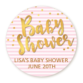  Oh Baby Shower Girl - Round Personalized Baby Shower Sticker Labels Dots - Oh Baby