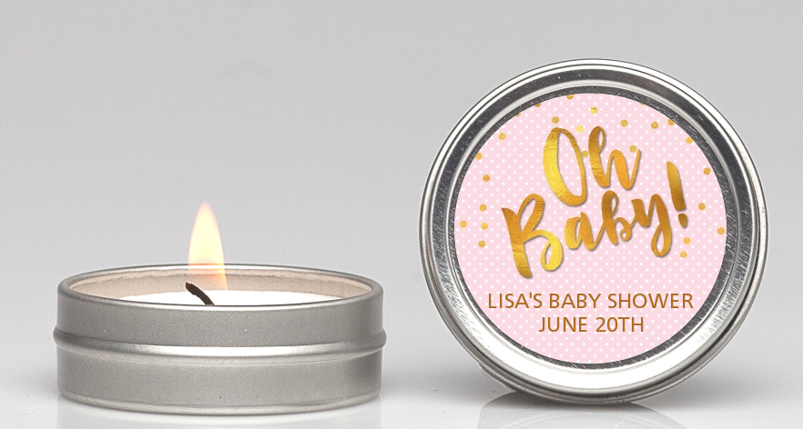  Oh Baby Shower Girl - Baby Shower Candle Favors Dots - Oh Baby