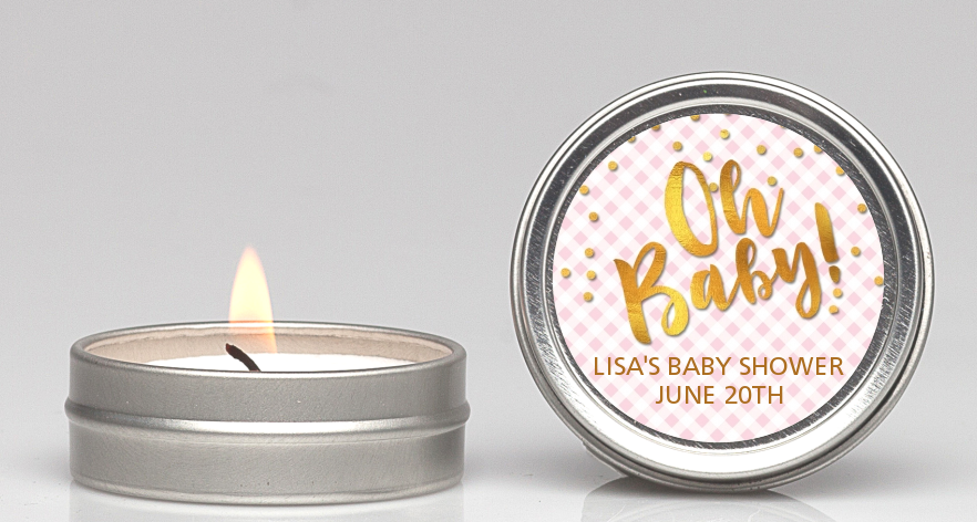  Oh Baby Shower Girl - Baby Shower Candle Favors Dots - Oh Baby