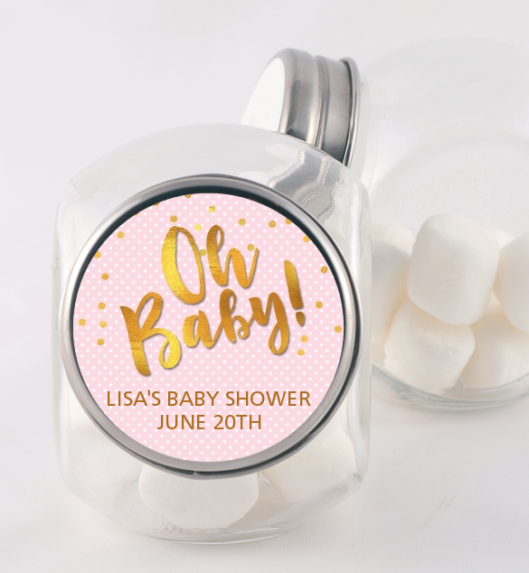  Oh Baby Shower Girl - Personalized Baby Shower Candy Jar Dots - Oh Baby