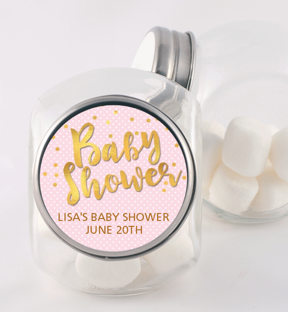  Oh Baby Shower Girl - Personalized Baby Shower Candy Jar Dots - Oh Baby