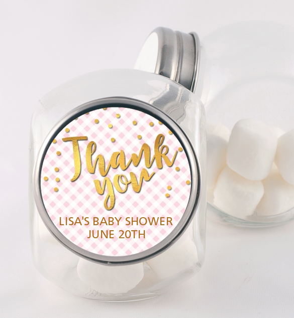  Oh Baby Shower Girl - Personalized Baby Shower Candy Jar Dots - Oh Baby