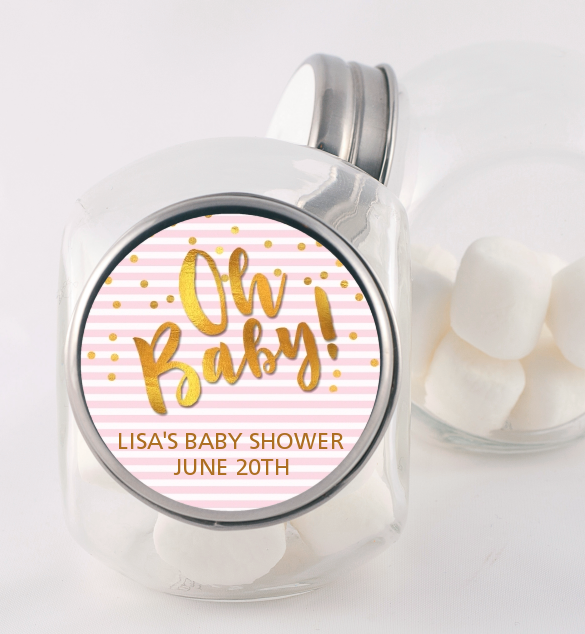  Oh Baby Shower Girl - Personalized Baby Shower Candy Jar Dots - Oh Baby