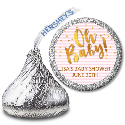  Oh Baby Shower Girl - Hershey Kiss Baby Shower Sticker Labels Dots - Oh Baby