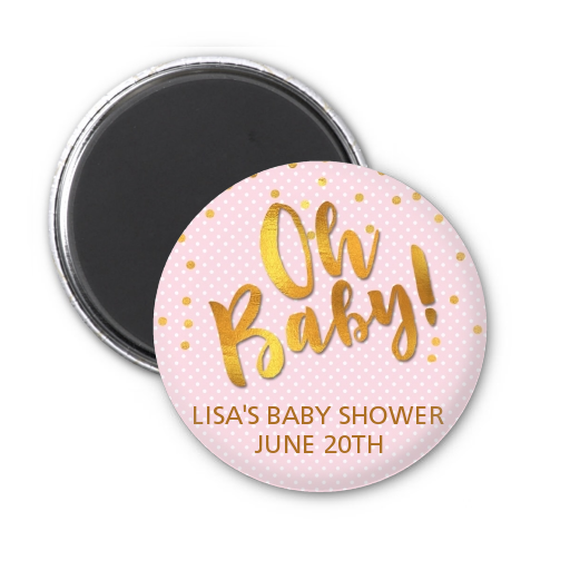  Oh Baby Shower Girl - Personalized Baby Shower Magnet Favors Dots - Oh Baby