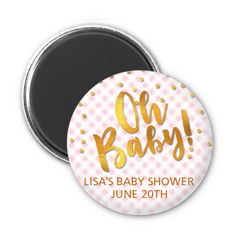  Oh Baby Shower Girl - Personalized Baby Shower Magnet Favors Dots - Oh Baby