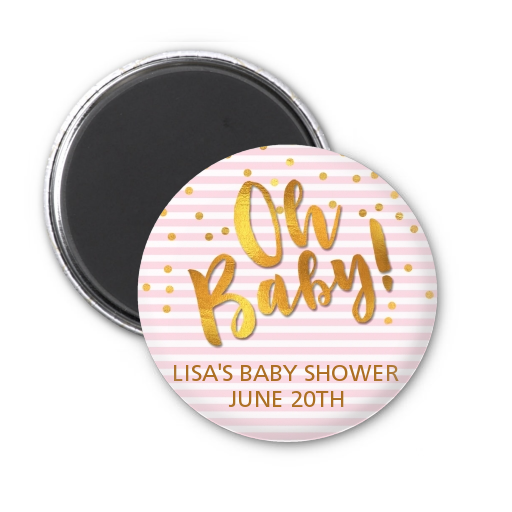  Oh Baby Shower Girl - Personalized Baby Shower Magnet Favors Dots - Oh Baby