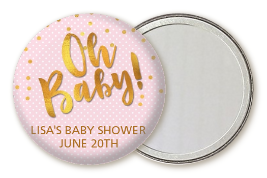  Oh Baby Shower Girl - Personalized Baby Shower Pocket Mirror Favors Dots - Oh Baby