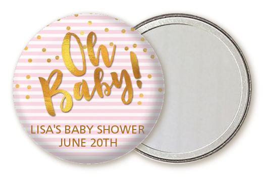  Oh Baby Shower Girl - Personalized Baby Shower Pocket Mirror Favors Dots - Oh Baby