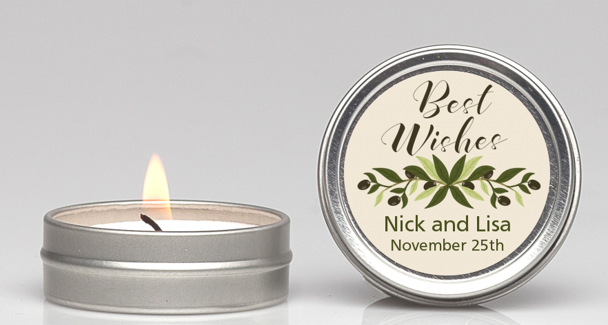  Olive Branch - Bridal Shower Candle Favors Best Wishes