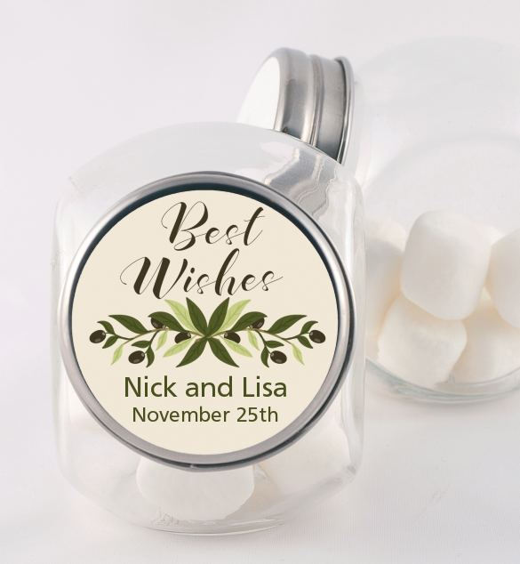  Olive Branch - Personalized Bridal Shower Candy Jar Best Wishes