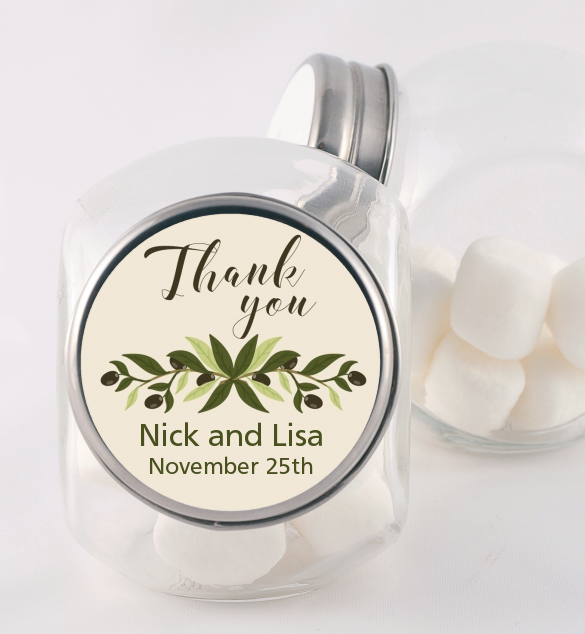  Olive Branch - Personalized Bridal Shower Candy Jar Best Wishes