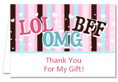 OMG LOL BFF Sweet 16 - Birthday Party Thank You Cards