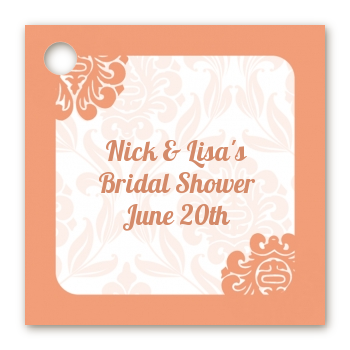 Orange Damask - Personalized Bridal Shower Card Stock Favor Tags