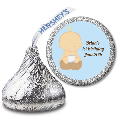 Our Little Boy Peanut's First - Hershey Kiss Birthday Party Sticker Labels