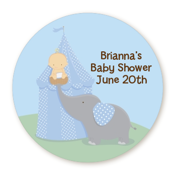  Our Little Peanut Boy - Round Personalized Baby Shower Sticker Labels 