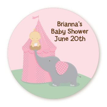  Our Little Peanut Girl - Round Personalized Baby Shower Sticker Labels 