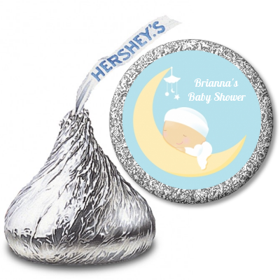 Over The Moon Boy - Hershey Kiss Baby Shower Sticker Labels