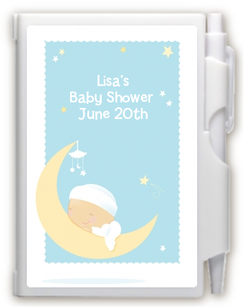 Over The Moon Boy - Baby Shower Personalized Notebook Favor