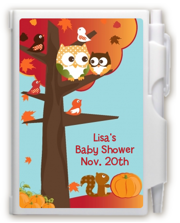 Owl - Fall Theme or Halloween - Baby Shower Personalized Notebook Favor