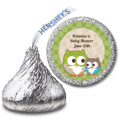 Owl - Look Whooo's Having A Baby - Hershey Kiss Baby Shower Sticker Labels