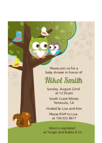 Owl - Look Whooo's Having A Baby - Baby Shower Petite Invitations