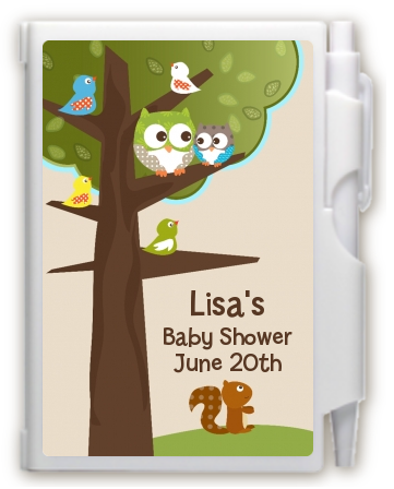 Owl - Look Whooo's Having A Baby - Baby Shower Personalized Notebook Favor
