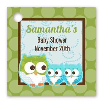 Owl - Look Whooo's Having Twin Boys - Personalized Baby Shower Card Stock Favor Tags