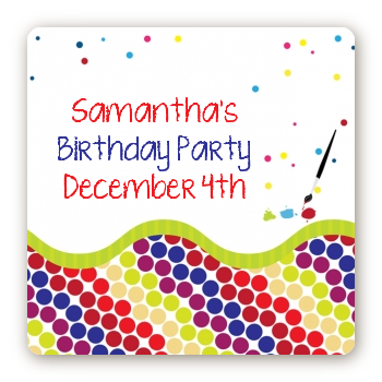 Paint Party - Square Personalized Birthday Party Sticker Labels
