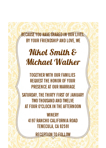 Pale Yellow & Brown - Bridal Shower Petite Invitations