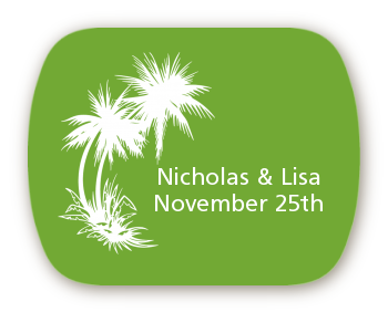 Palm Trees - Personalized Bridal Shower Rounded Corner Stickers