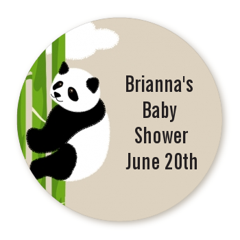  Panda - Round Personalized Baby Shower Sticker Labels Option 1