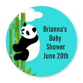  Panda - Round Personalized Baby Shower Sticker Labels Option 1