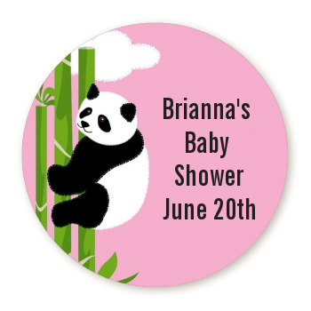  Panda - Round Personalized Baby Shower Sticker Labels Option 1