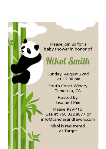 Panda - Baby Shower Petite Invitations