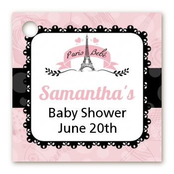 Paris BeBe - Personalized Baby Shower Card Stock Favor Tags