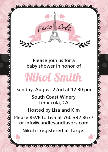 Paris BeBe - Baby Shower Invitations