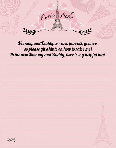 Paris BeBe - Baby Shower Notes of Advice