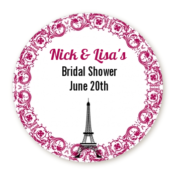  Paris - Round Personalized Bridal Shower Sticker Labels 