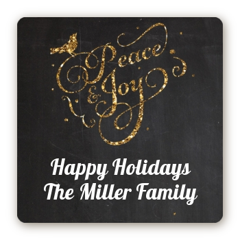 Peace and Joy - Square Personalized Christmas Sticker Labels