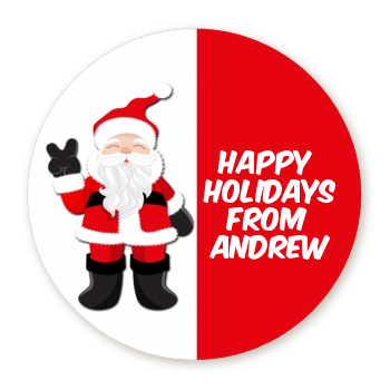  Peace Out Santa - Round Personalized Christmas Sticker Labels Option 1