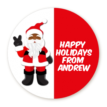  Peace Out Santa - Round Personalized Christmas Sticker Labels Option 1