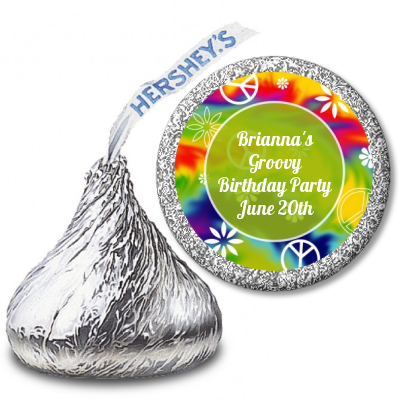 Peace Tie Dye - Hershey Kiss Birthday Party Sticker Labels