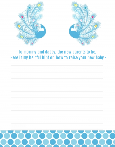 Peacock - Baby Shower Notes of Advice