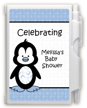 Penguin Blue - Baby Shower Personalized Notebook Favor