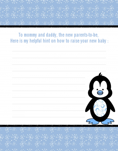 Penguin Blue - Baby Shower Notes of Advice