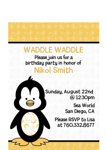 Penguin - Baby Shower Petite Invitations
