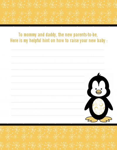 Penguin - Baby Shower Notes of Advice