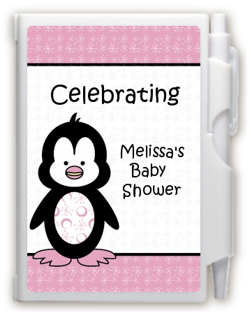 Penguin Pink - Baby Shower Personalized Notebook Favor