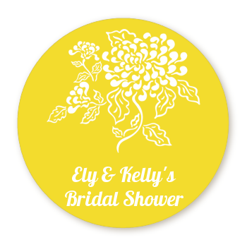  Peony - Round Personalized Bridal Shower Sticker Labels 